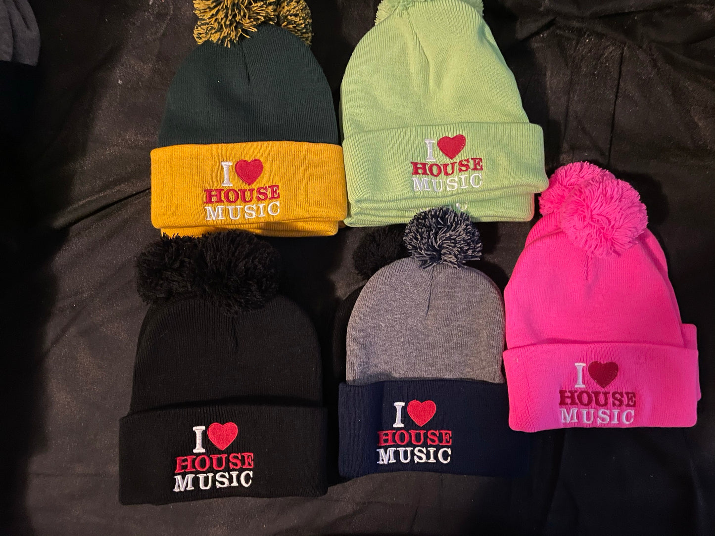 I Love House Music Gear Beanie & Pom Hats