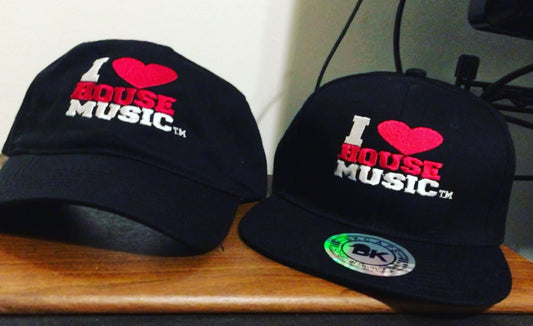 I Love House Music Gear Snap Back & Curved Brim Adjustable Hats
