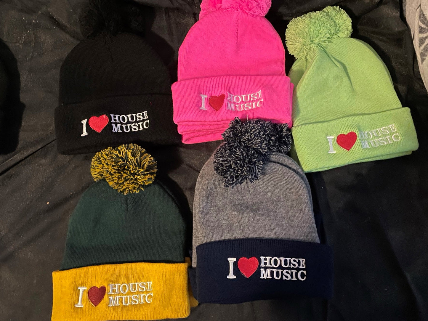 I Love House Music Gear Beanie & Pom Hats